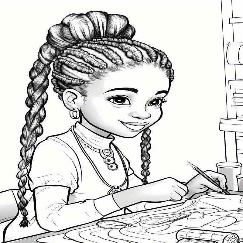 Cute Black Girls Coloring Book