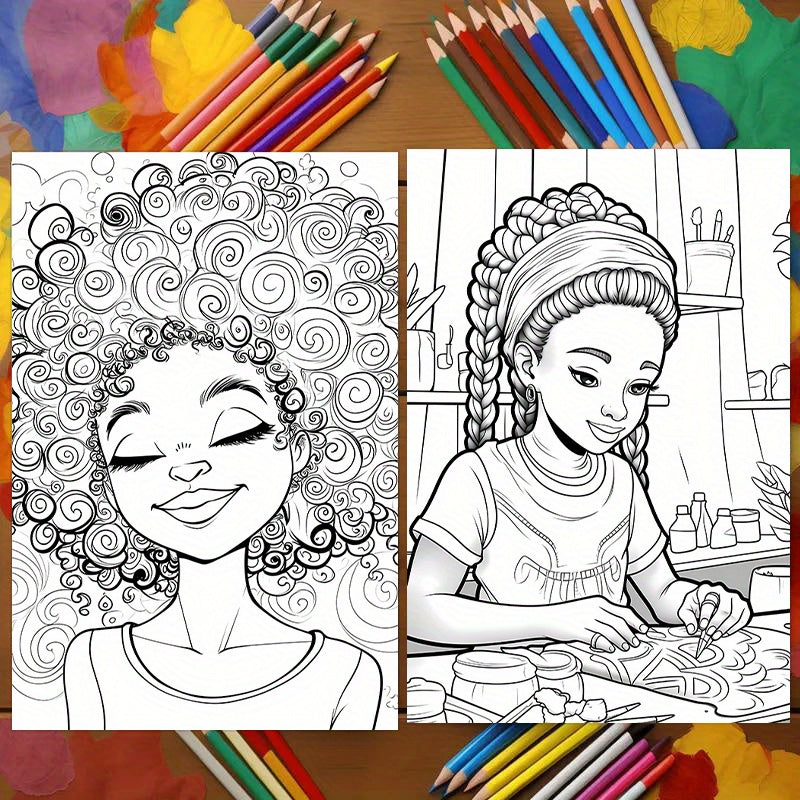 Cute Black Girls Coloring Book