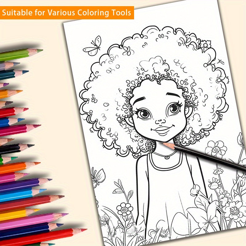 Cute Black Girls Coloring Book