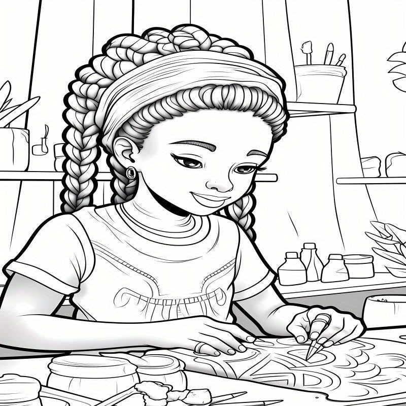 Cute Black Girls Coloring Book