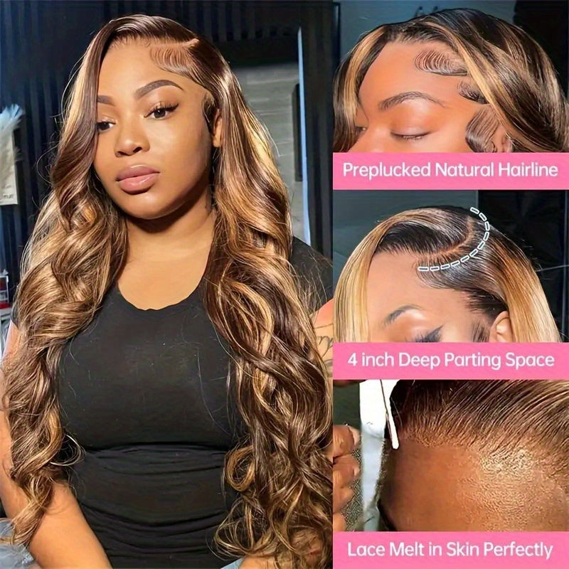 Honey Blonde Highlight Ombre Lace Front Human Hair Wig