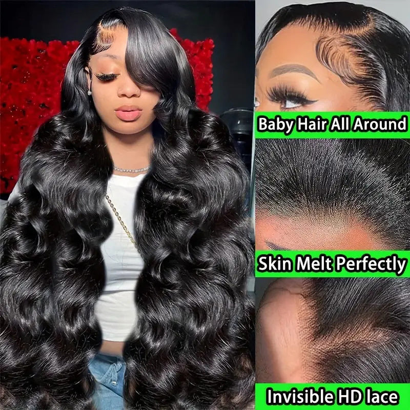 Glueless Pre Plucked 13x4 HD Human Hair Body Wave Lace Closure Wig