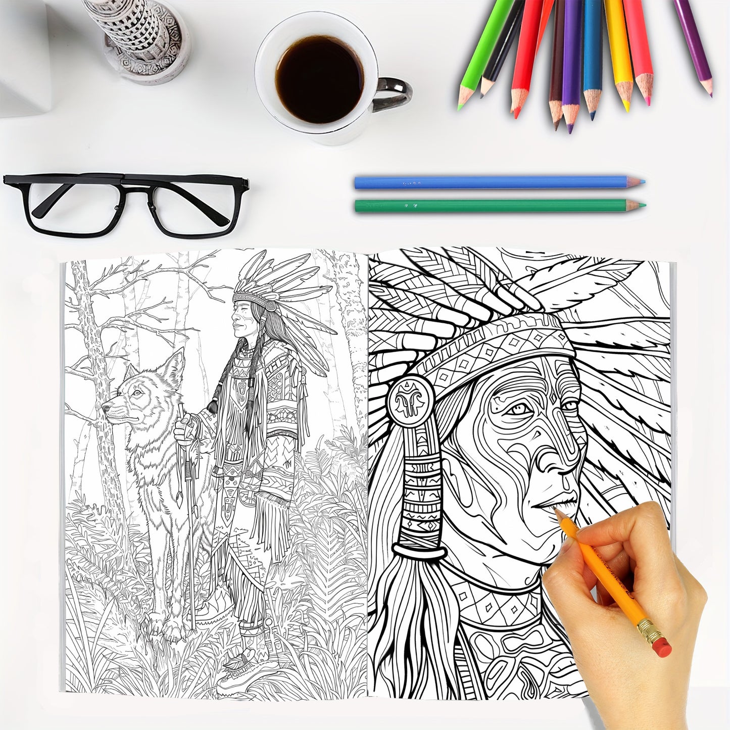 Native Tribes-Inspired Adult Coloring Book