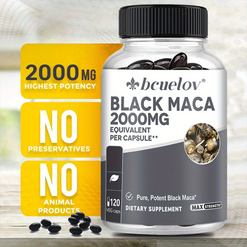 Black Maca Root Capsules - 2000 Mg - Energy Supplements