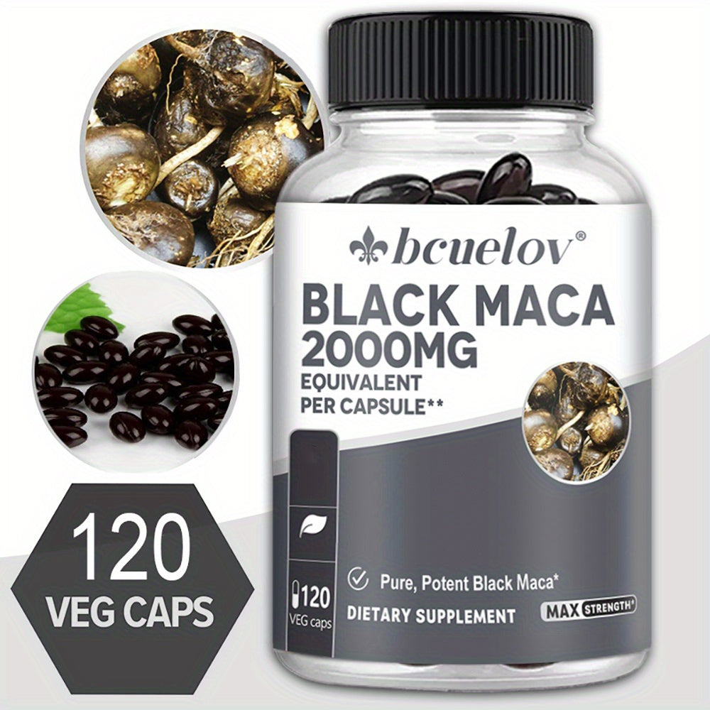 Black Maca Root Capsules - 2000 Mg - Energy Supplements