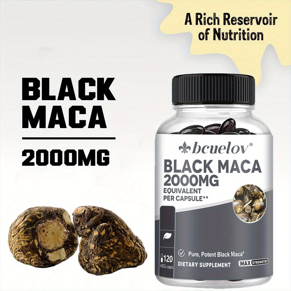 Black Maca Root Capsules - 2000 Mg - Energy Supplements