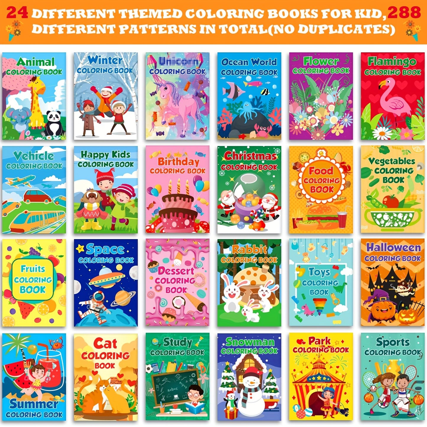 24-Pack Mini Coloring Books for Kids Ages 4-8