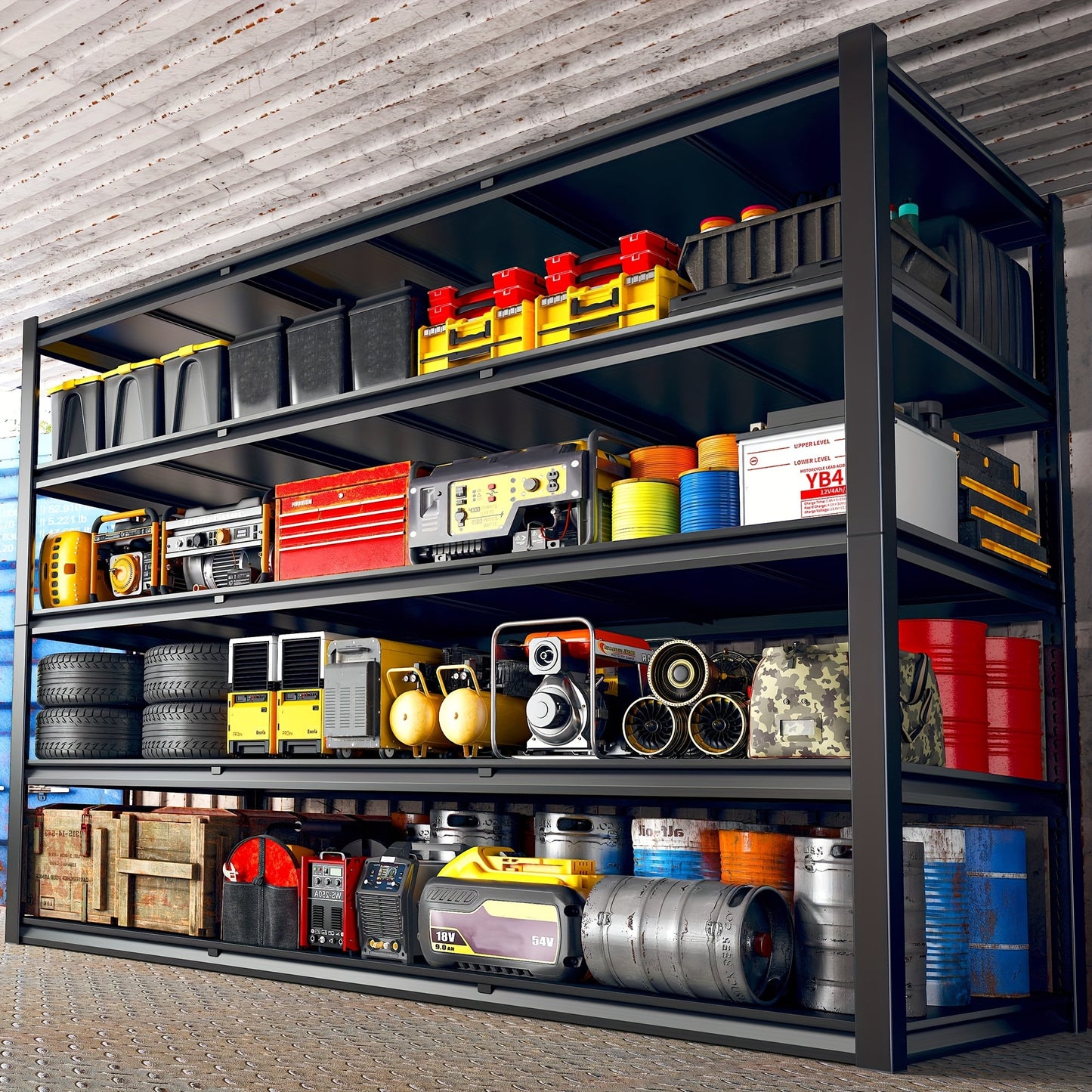 5-Tier Heavy Duty Adjustable Metal Garage Shelving Unit