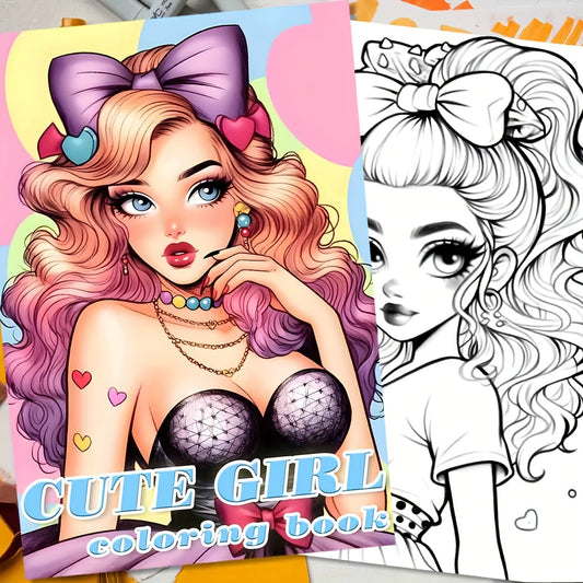 Deluxe Cute Girl Coloring Book