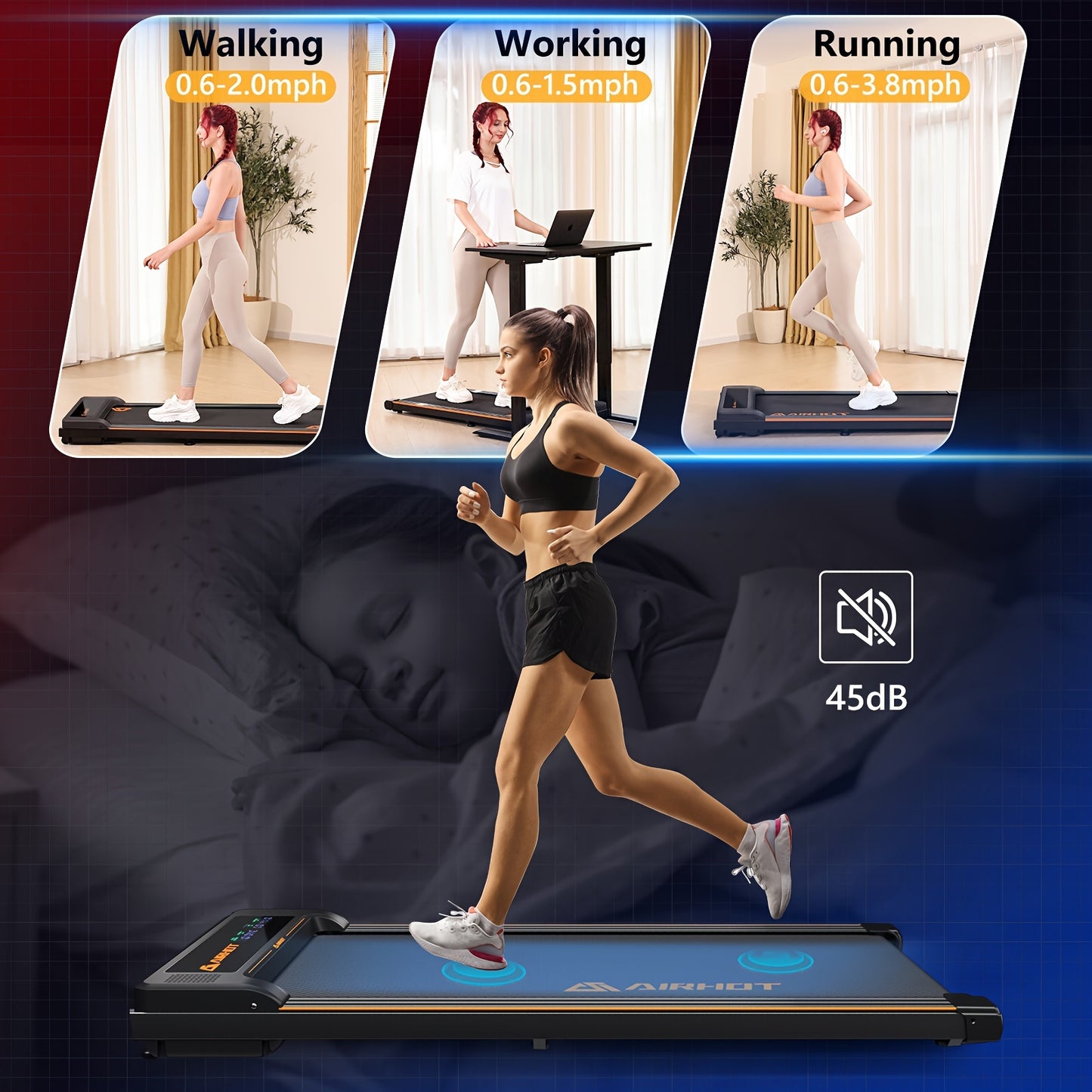 4-in-1 Under Desk Treadmill - Exercise & Fitness