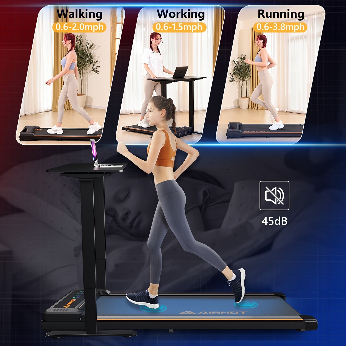 4-in-1 Under Desk Treadmill - Exercise & Fitness