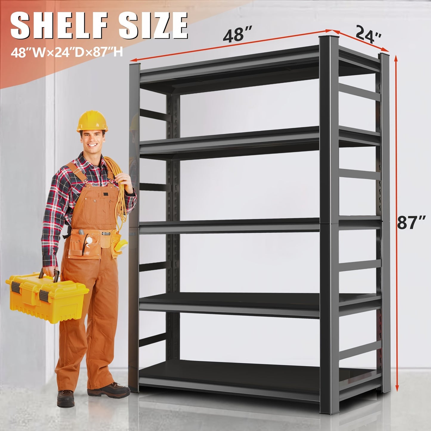 5-Tier Heavy Duty Adjustable Metal Garage Shelving Unit