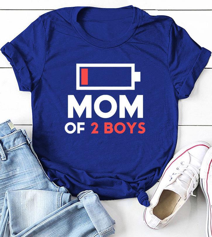 MOM OF BOYS Recharge Print Women T Shirt