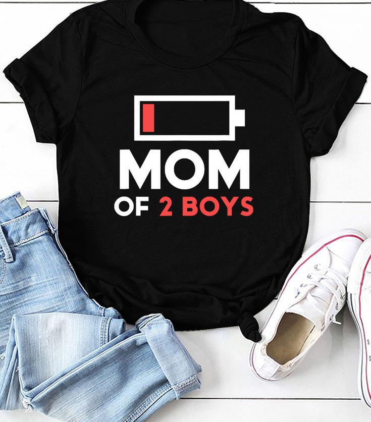 MOM OF BOYS Recharge Print Women T Shirt