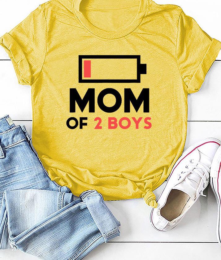 MOM OF BOYS Recharge Print Women T Shirt