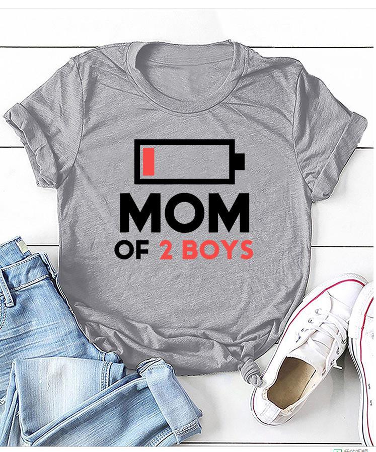 MOM OF BOYS Recharge Print Women T Shirt