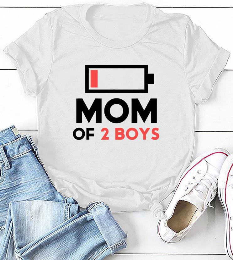 MOM OF BOYS Recharge Print Women T Shirt