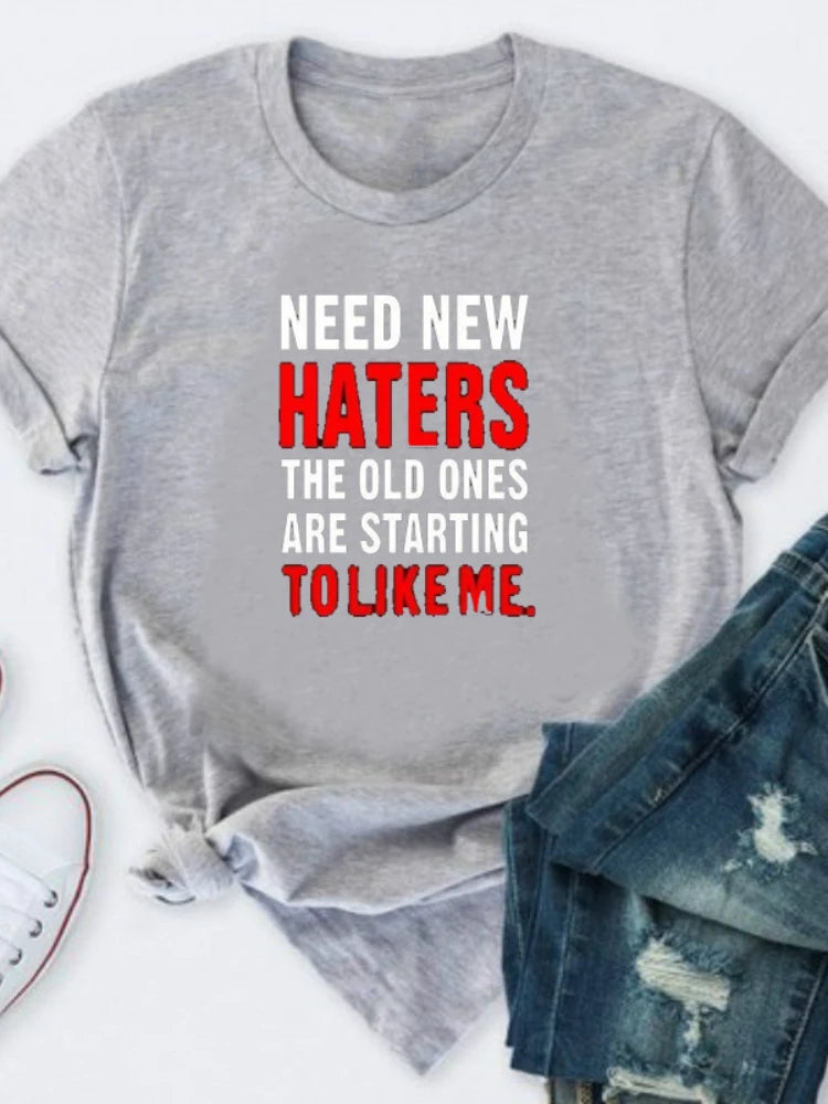 Need New Haters Letter Print T Shirt