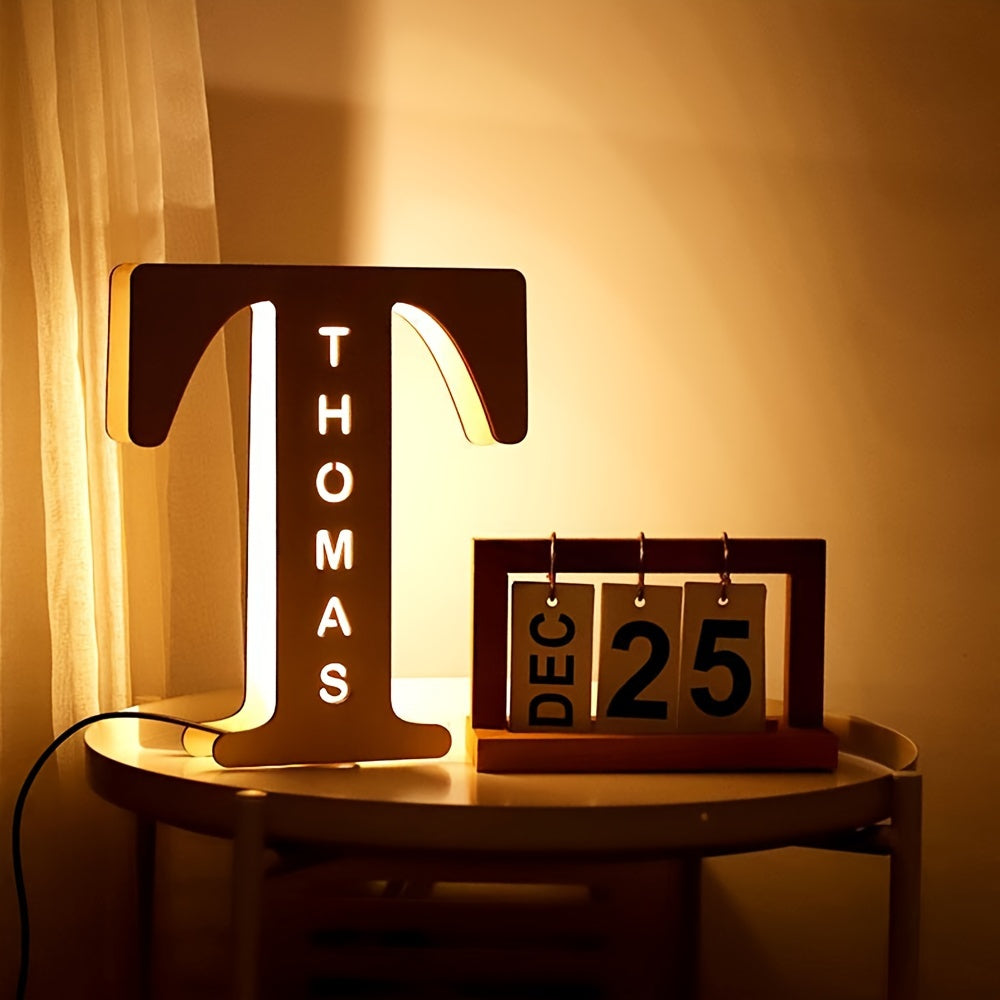 Bamboo LED Letter Nightlight