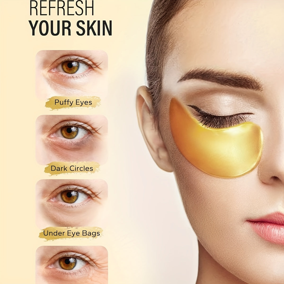 24k Golden Under Eye Patches (25 Pairs/Box)